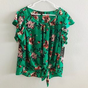 Spring green floral shirt from OLM.